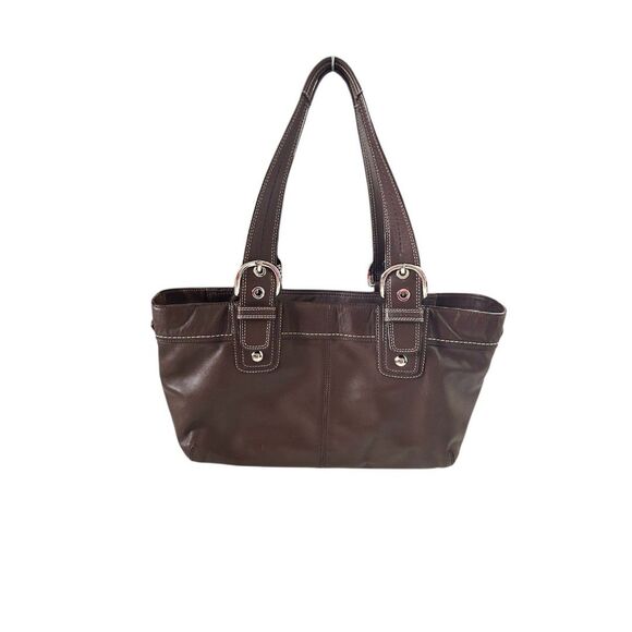 Coach Brown Leather Soho Tote Shoulder Bag and Bifold Signature Wallet Set - Picture 3 of 16